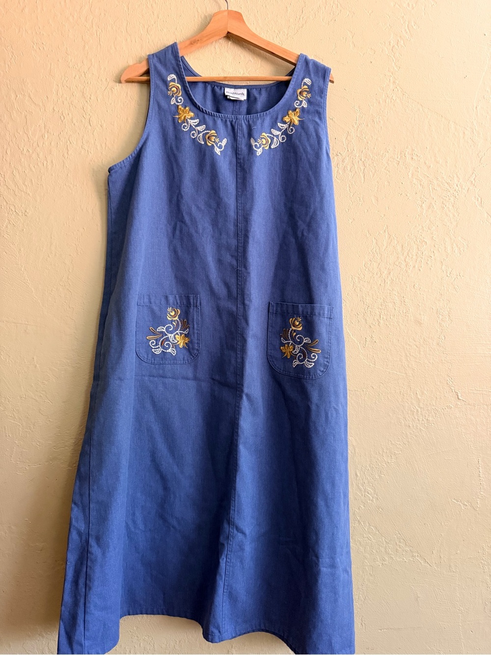 BonWorth Blue Sleeveless Embroidered Maxi Dress